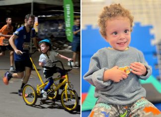 Pai percorre 5 km empurrando filho com deficiência em bicicleta adaptada e emociona público; assista